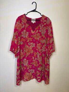 Johnny Was Jade Pink Floral Tunic Blouse